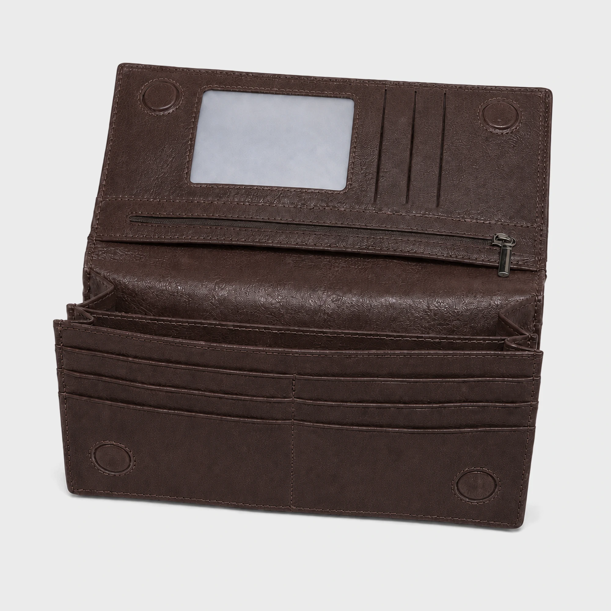Vantra Z Long Dual Chamber Leather Wallet Chocolate - DWVZ701C
